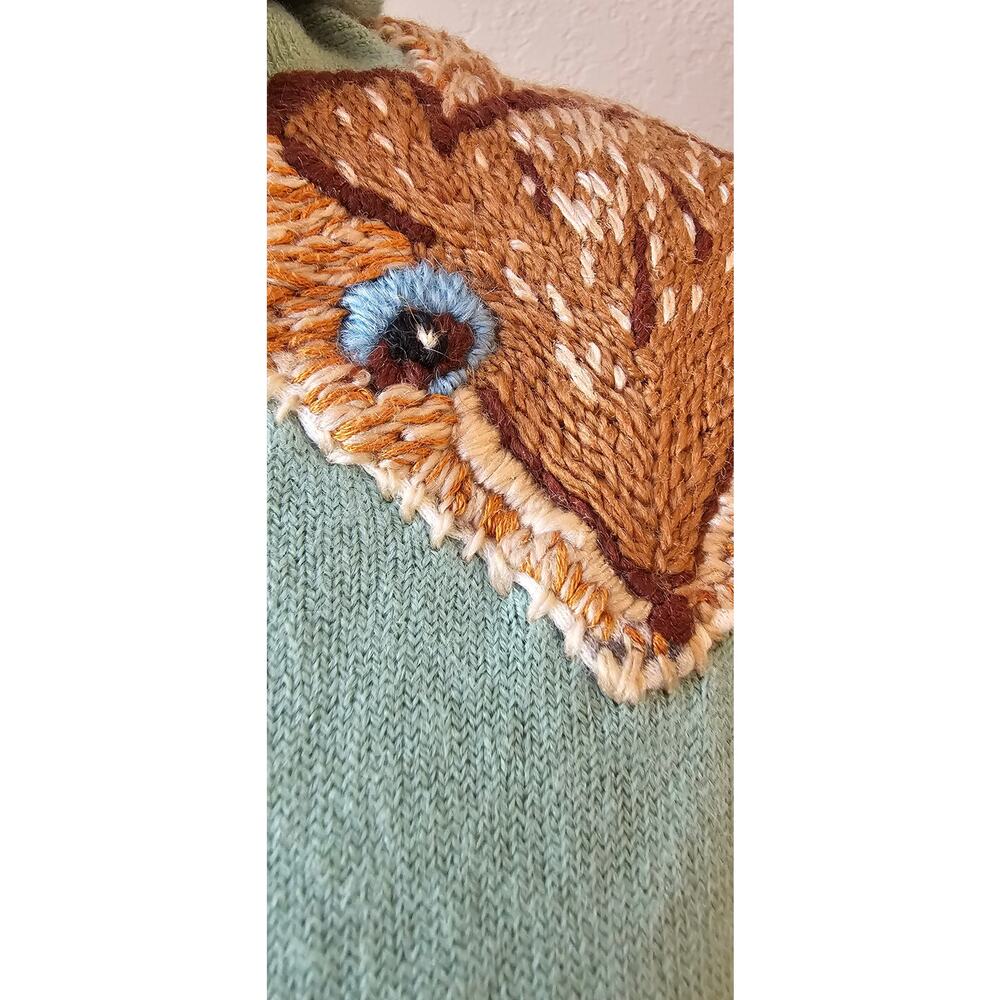 VTG Designers Original Embroidered Mink Shoulders Sweater Women Med UNIQUE OOAK - Picture 5 of 7